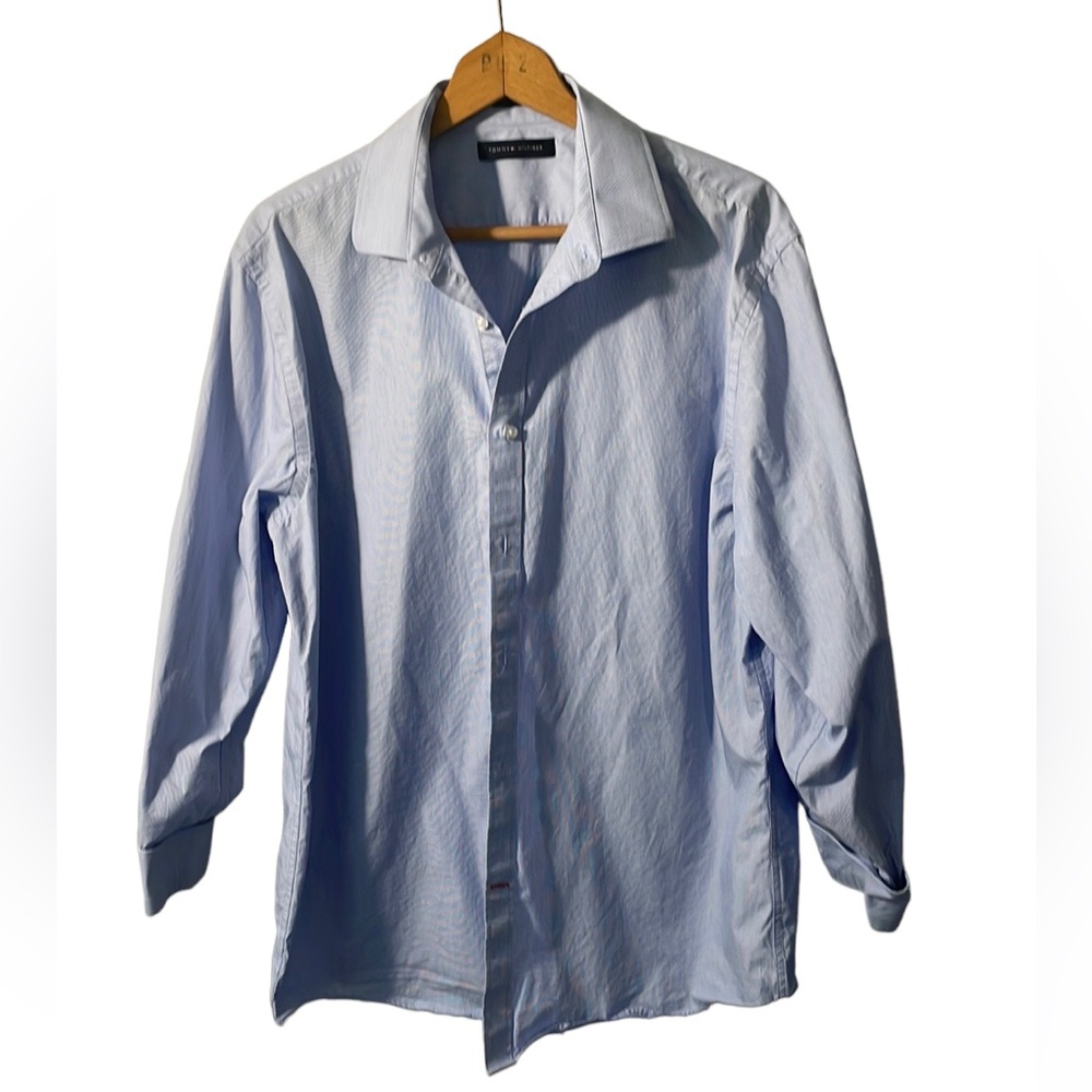 Tommy Hilfiger blue white pinstripe button down 16.5 neck 32/33 length Slim fit.